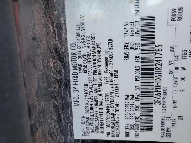 2017 FORD FUSION SE 3FA6P0HD6HR241785