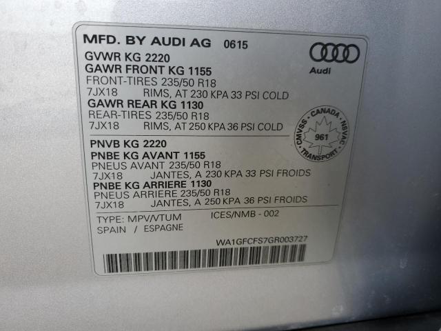 2016 AUDI Q3 PRESTIG WA1GFCFS7GR003727