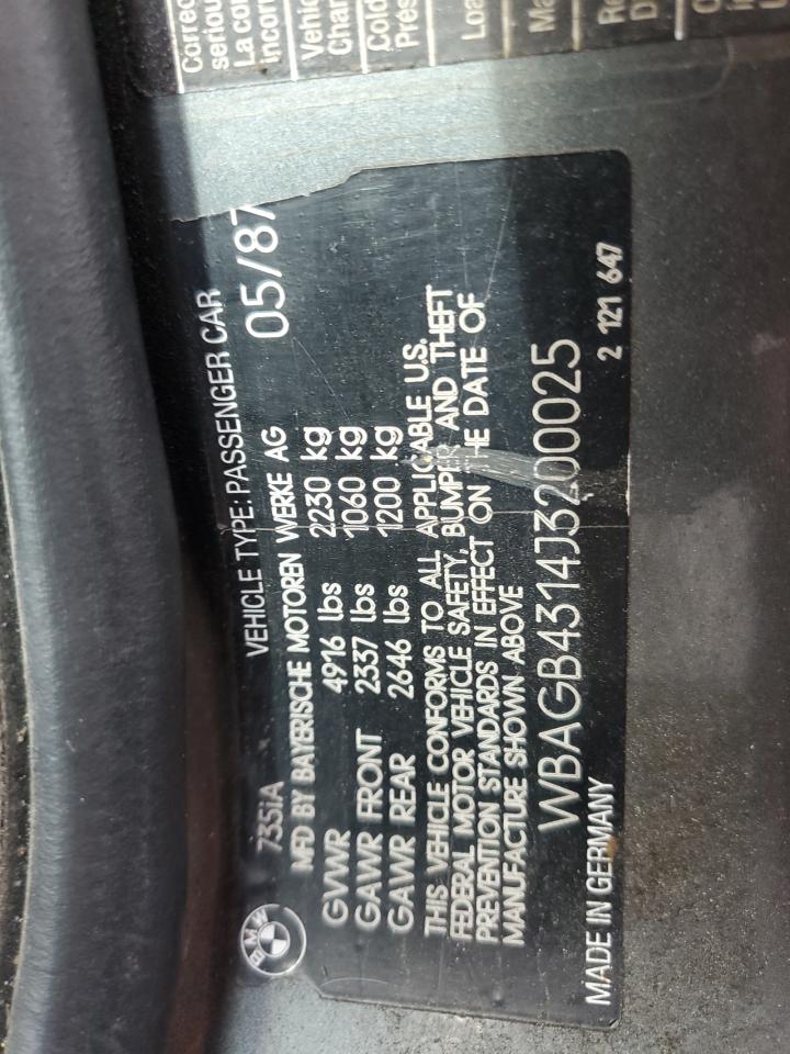 WBAGB4314J3200025 1988 BMW 735 I Automatic