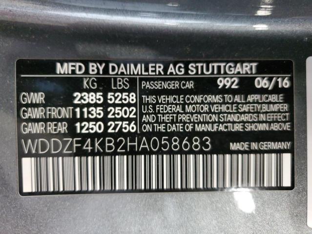 WDDZF4KB2HA058683 2017 MERCEDES-BENZ E-CLASS, photo no. 13