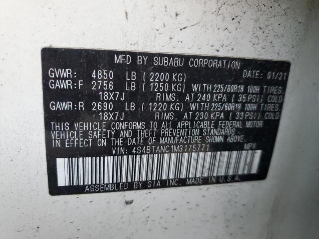 2021 SUBARU OUTBACK LI 4S4BTANC1M3175771
