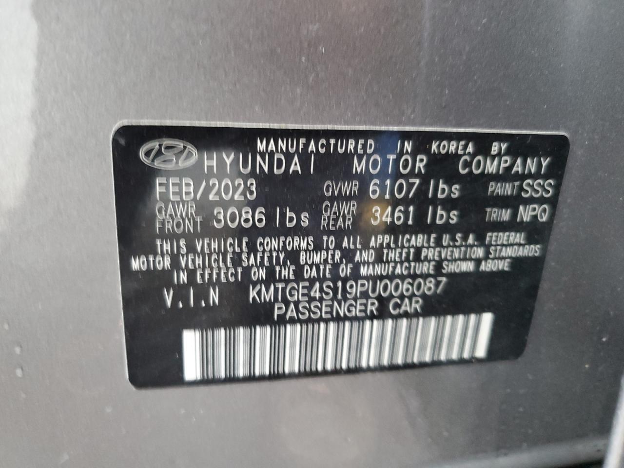 2023 Genesis G80 vin: KMTGE4S19PU006087