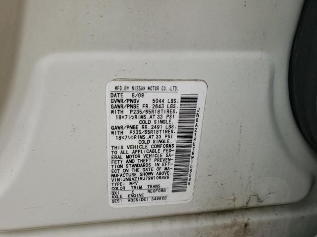 2009 Nissan Murano S VIN: JN8AZ18U79W106886 Lot: 44312044