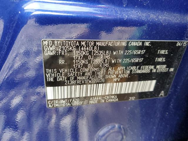 2015 TOYOTA RAV4 XLE 2T3RFREV1FW320026