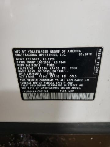 2018 VOLKSWAGEN ATLAS SE 1V2KR2CA4JC552064