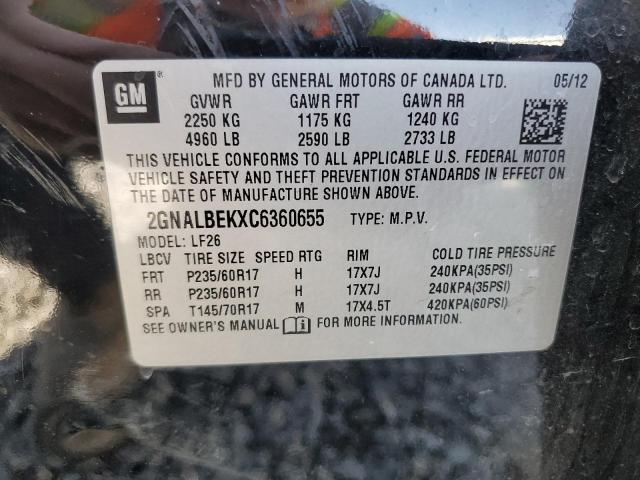 2012 Chevrolet Equinox Ls VIN: 2GNALBEKXC6360655 Lot: 44563024