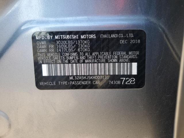 2019 MITSUBISHI MIRAGE LE ML32A5HJ5KH007131