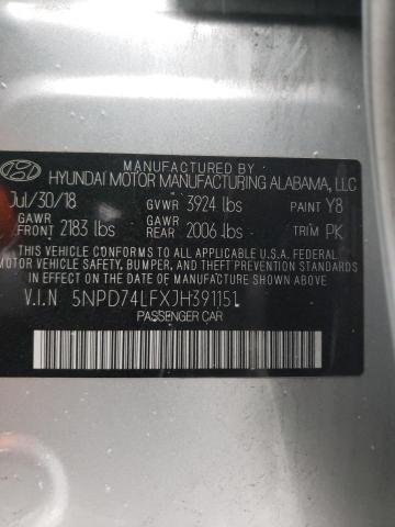 2018 HYUNDAI ELANTRA SE 5NPD74LFXJH391151