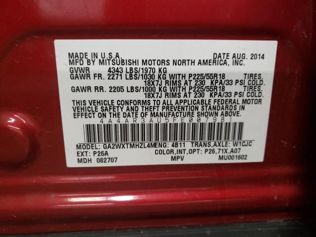 2015 MITSUBISHI OUTLANDER 4A4AR3AU5FE007981
