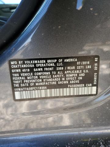 2015 VOLKSWAGEN PASSAT S 1VWAT7A35FC118384