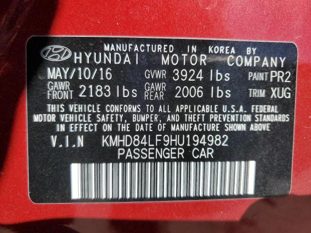 2017 HYUNDAI ELANTRA SE KMHD84LF9HU194982