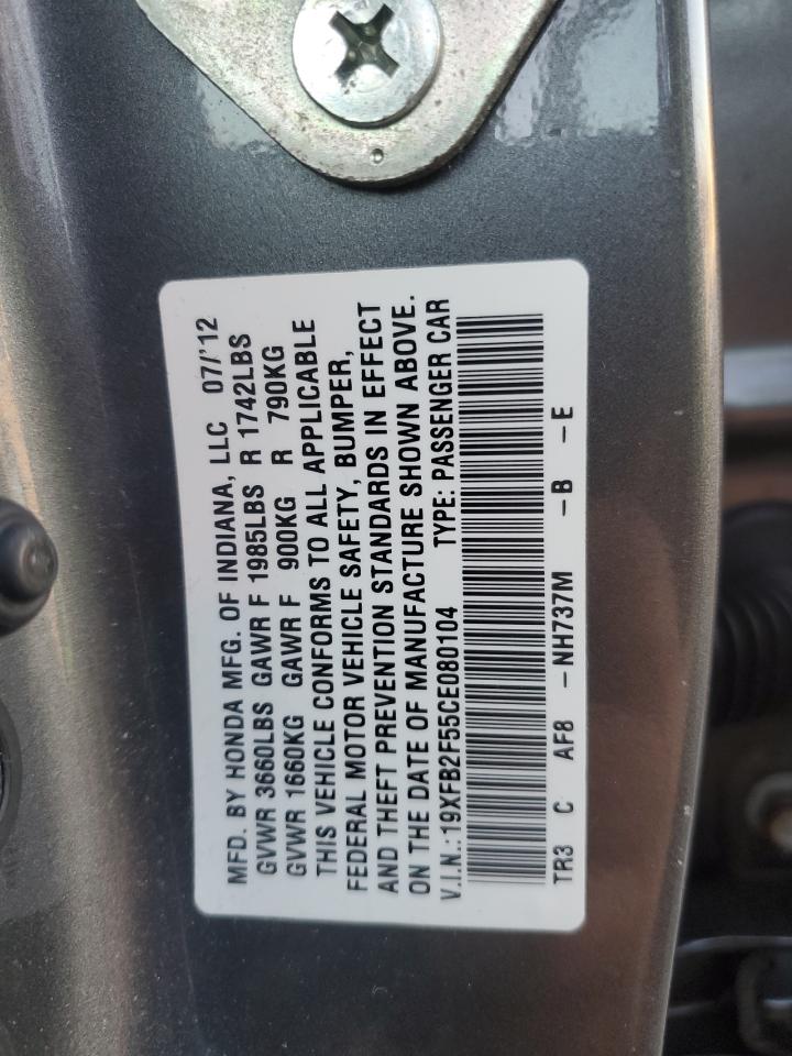 19XFB2F55CE080104 2012 Honda Civic Lx