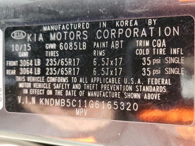 2016 KIA SEDONA LX KNDMB5C11G6165320