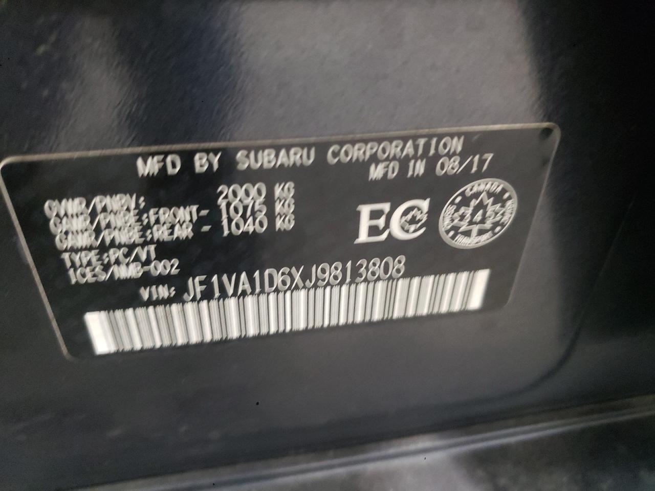 JF1VA1D6XJ9813808 2018 Subaru Wrx Premium