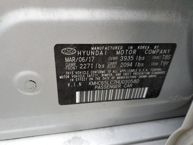 2017 HYUNDAI IONIQ BLUE - KMHC65LC7HU030580