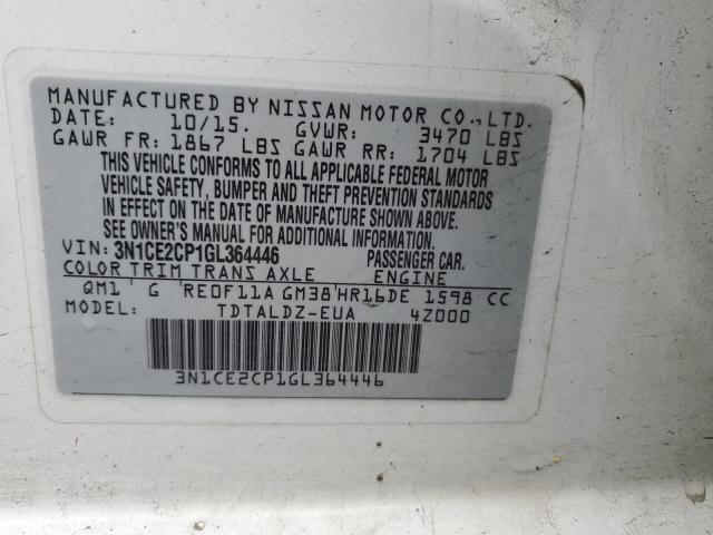 2016 NISSAN VERSA NOTE 3N1CE2CP1GL364446