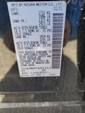 2015 NISSAN PATHFINDER 5N1AR2MN4FC642512