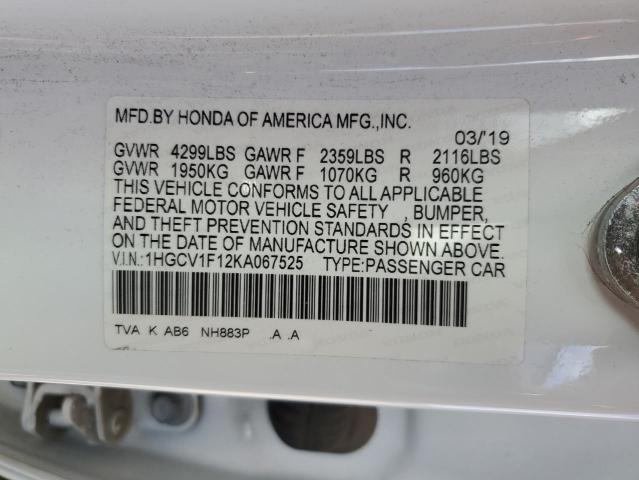 2019 HONDA ACCORD LX 1HGCV1F12KA067525