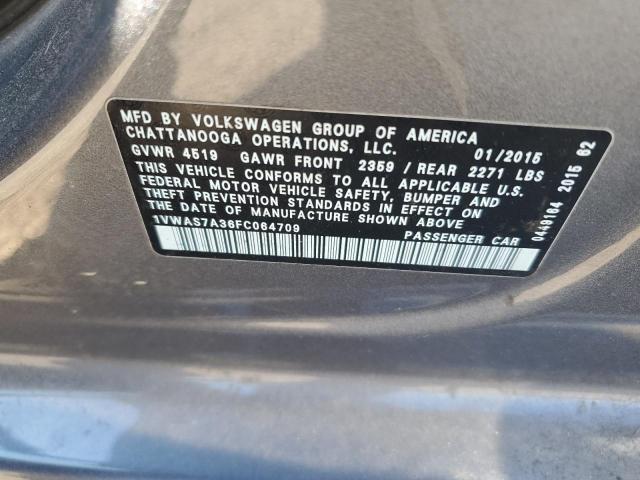 2015 VOLKSWAGEN PASSAT S 1VWAS7A36FC064709