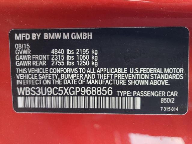 VIN WBS3U9C5XGP968856 2016 BMW M4 no.12