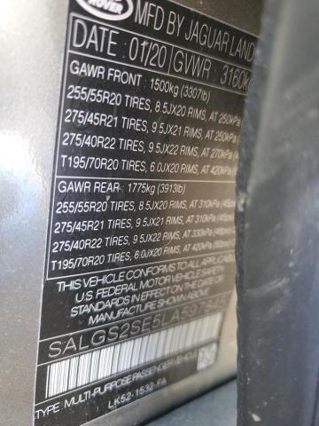 2020 LAND ROVER RANGE ROVE SALGS2SE5LA597845