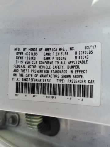 2017 HONDA ACCORD EXL - 1HGCR2F8XHA194751