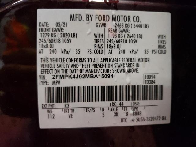 2FMPK4J92MBA15094 2021 FORD EDGE, photo no. 13