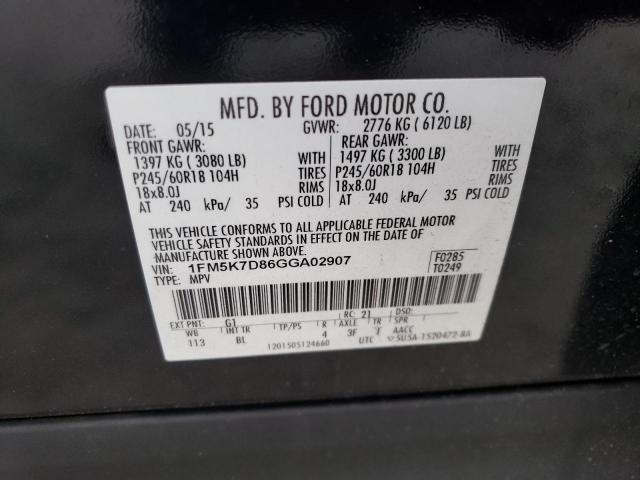 1FM5K7D86GGA02907 2016 Ford Explorer Xlt