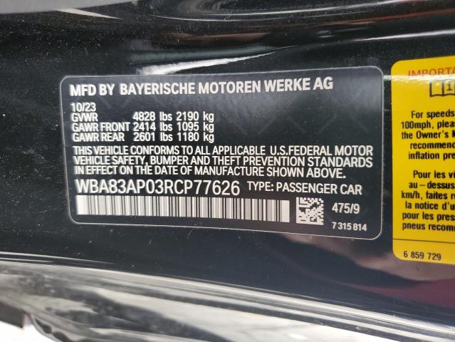 VIN WBA83AP03RCP77626 2024 BMW 4 Series, M440I no.12