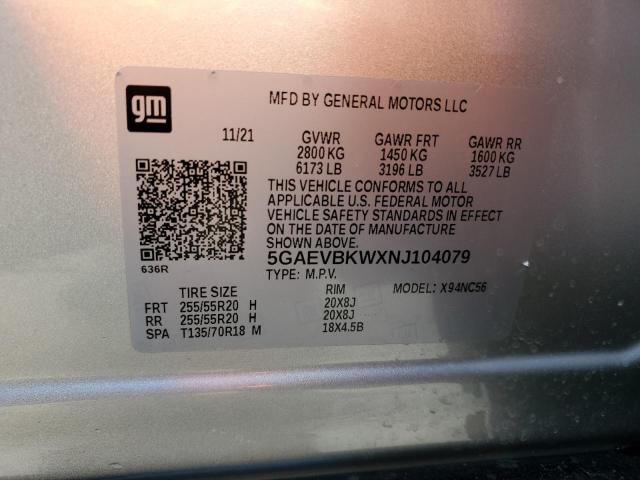 2022 BUICK ENCLAVE PR 5GAEVBKWXNJ104079