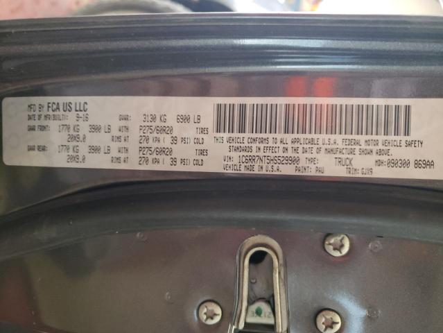 2017 Ram 1500 Laramie VIN: 1C6RR7NT5HS529900 Lot: 44713174