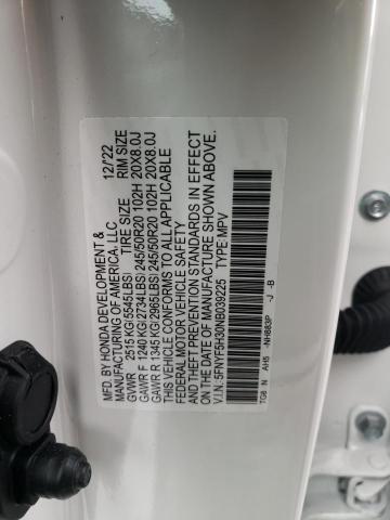 2022 HONDA PILOT SPOR - 5FNYF5H30NB039225