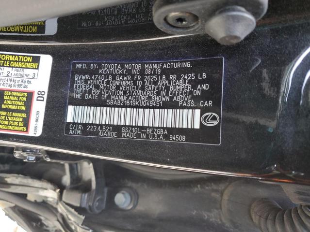 2019 LEXUS ES 350 - 58ABZ1B19KU049451