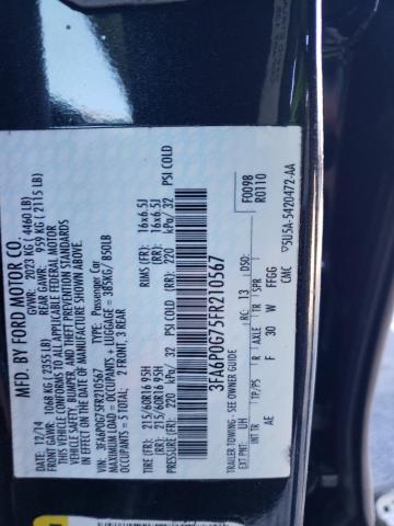 2015 FORD FUSION S 3FA6P0G75FR210567