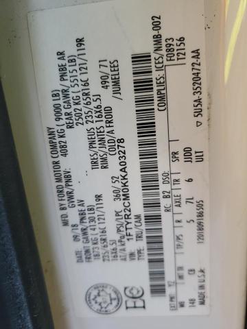 2019 FORD TRANSIT T- 1FTYR2CM0KKA03278