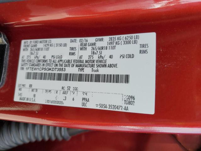 2016 FORD F150 SUPER 1FTEW1CP5GKD73553