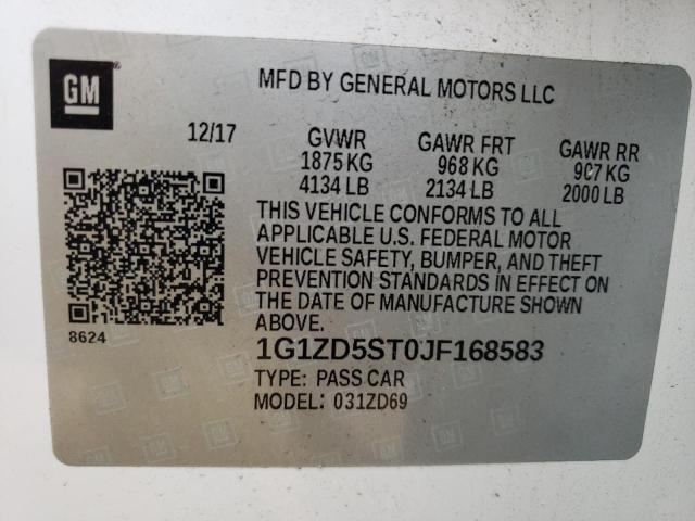 2018 Chevrolet Malibu Lt VIN: 1G1ZD5ST0JF168583 Lot: 41883164