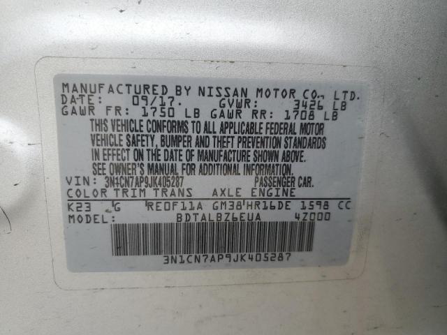2018 NISSAN VERSA S 3N1CN7AP9JK405287