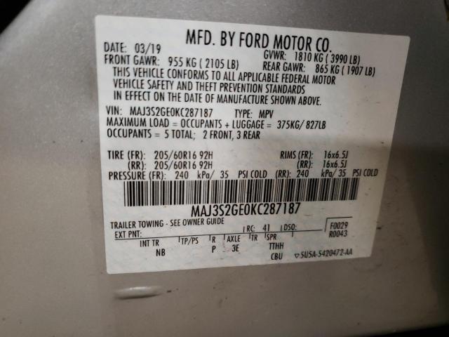 2019 FORD ECOSPORT S MAJ3S2GE0KC287187