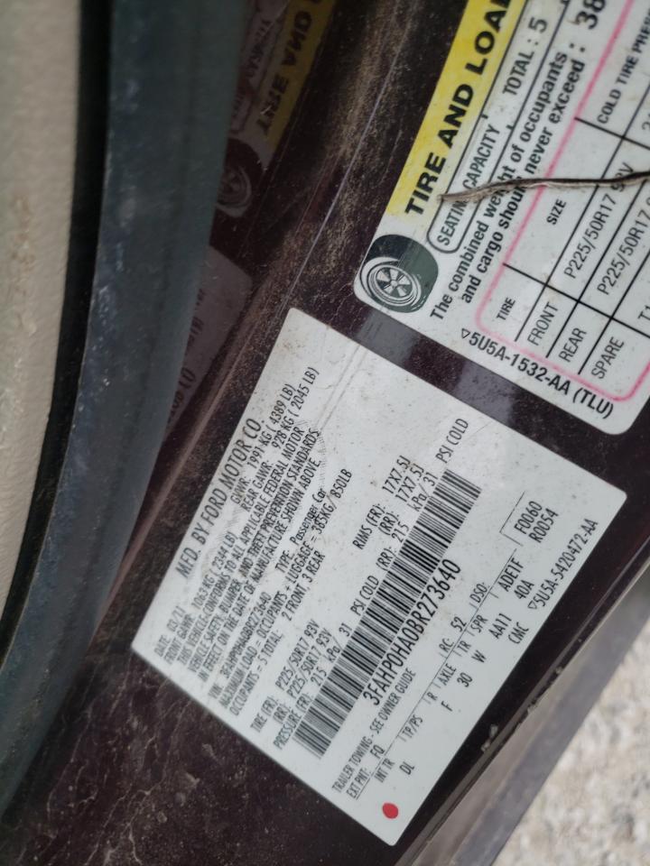 3FAHP0HA0BR273640 2011 Ford Fusion Se