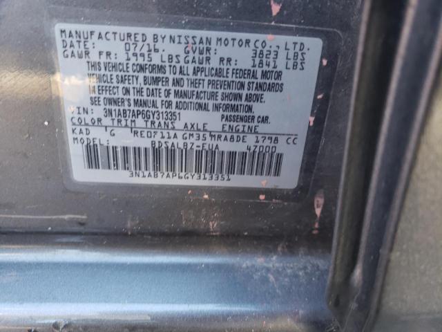 2016 NISSAN SENTRA S 3N1AB7AP6GY313351