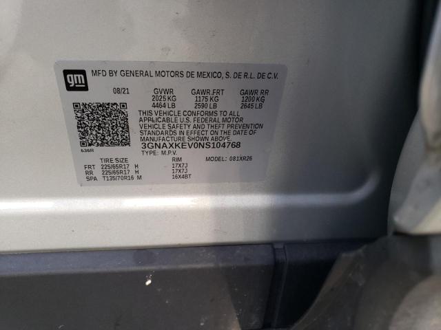 2022 CHEVROLET EQUINOX LT 3GNAXKEV0NS104768