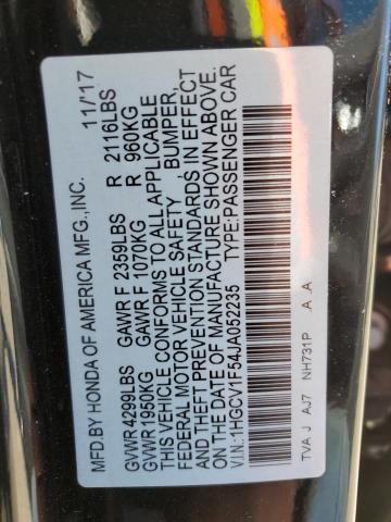 2018 HONDA ACCORD EXL 1HGCV1F54JA052235