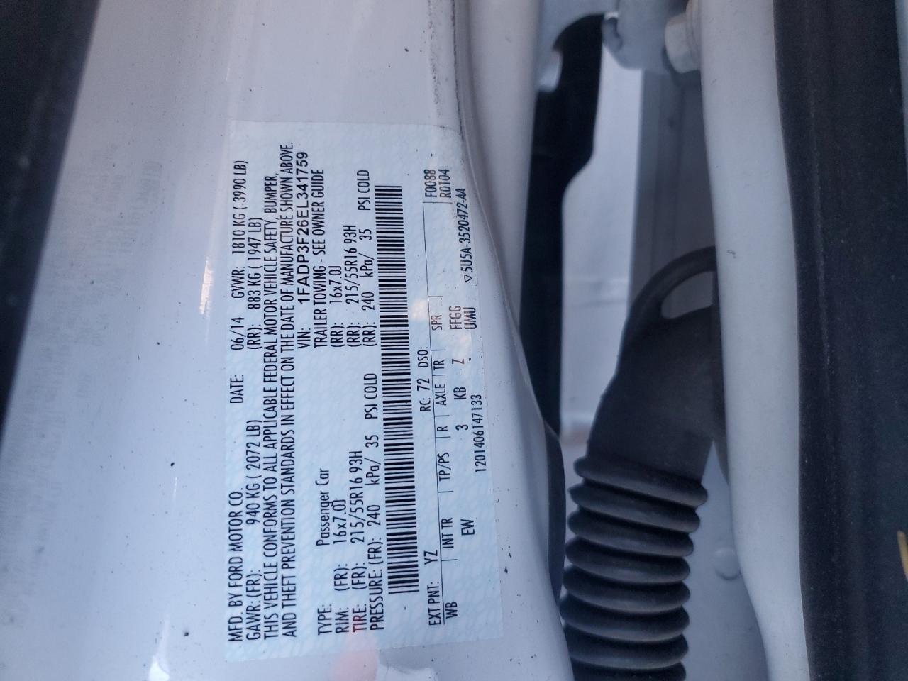 1FADP3F26EL341759 2014 Ford Focus Se