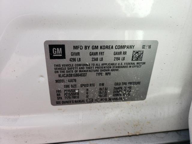 2016 BUICK ENCORE KL4CJASB1GB640337