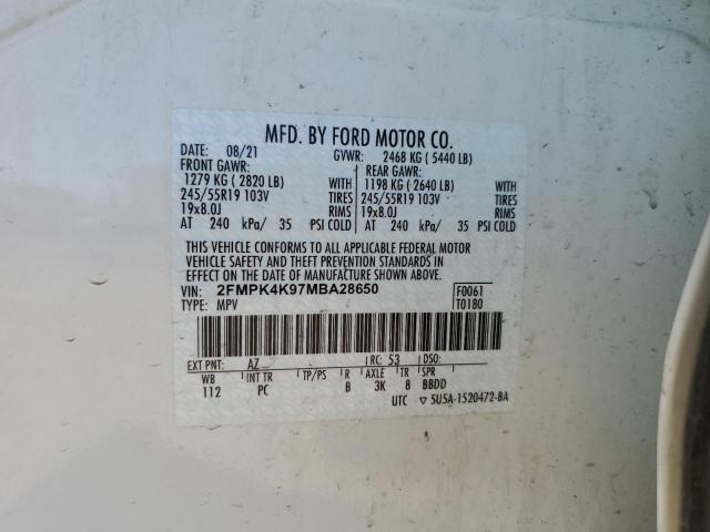 2FMPK4K97MBA28650 2021 FORD EDGE, photo no. 13