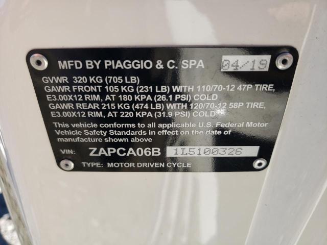 2020 VESPA MOPED - ZAPCA06B1L5100326