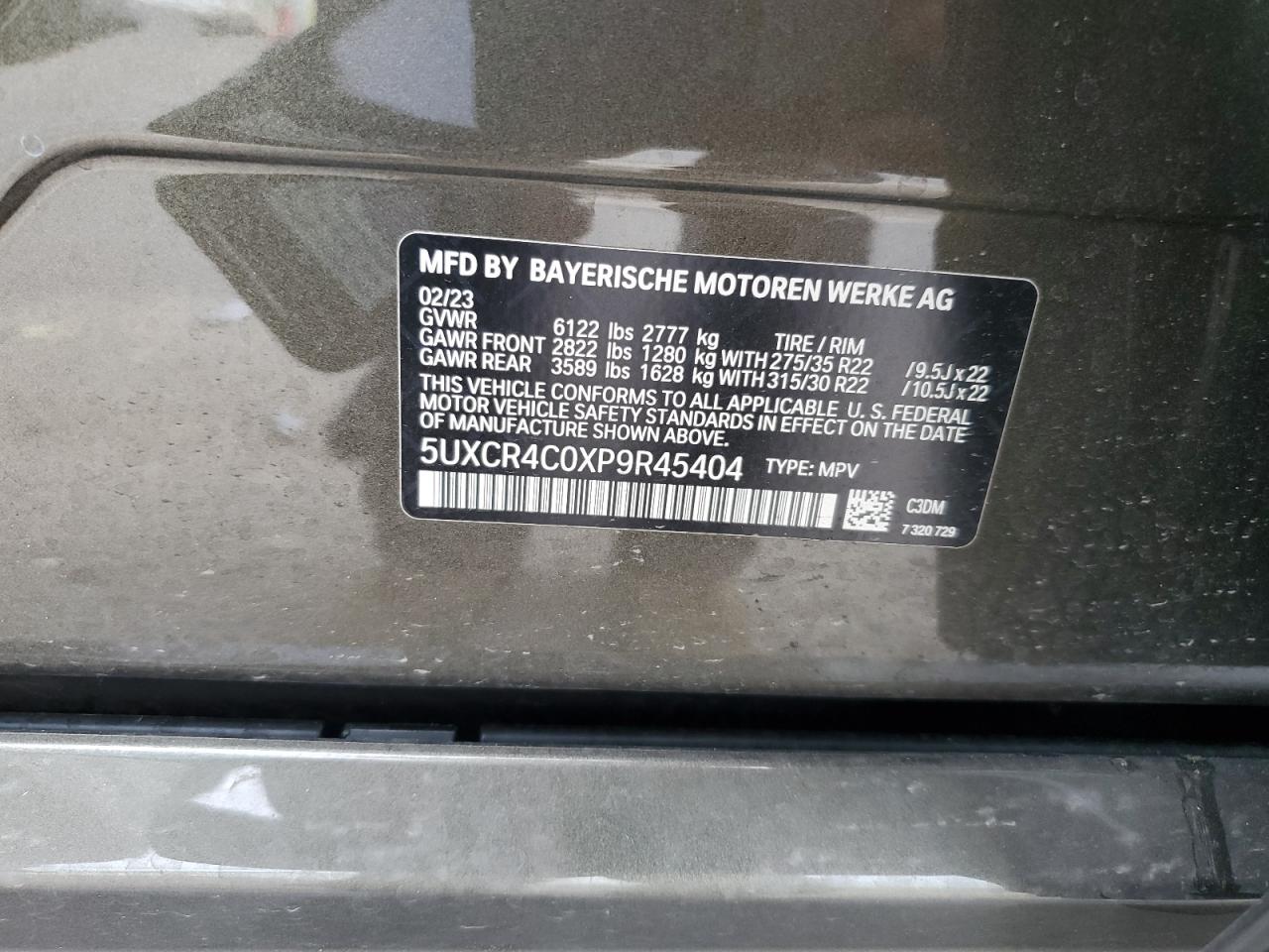 5UXCR4C0XP9R45404 2023 BMW X5 Sdrive 40I