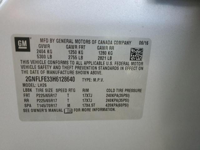2017 CHEVROLET EQUINOX LT 2GNFLFE33H6128640