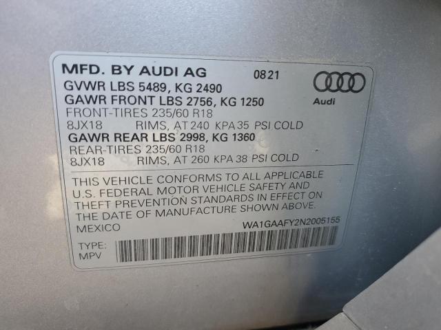 WA1GAAFY2N2005155 2022 AUDI Q5, photo no. 12